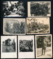 cca 1935-1945 Magyar királyi katonák, 7 db fotó, egyik felületén törésnyom, 6×9 cm