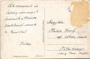 Miskolc, Rudolf laktanya a szoborral. Grünwald Ignác kiadása (Rb)