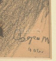 Csapó Márton (1889-?): Portré, 1906.Ceruza, papír, jelzett. Üvegezett fakeretben. 18x12 cm