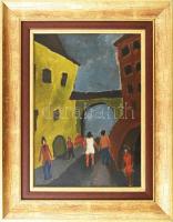 Incze János (1912-1999): Utcakép. Olaj, karton. Jelezve középen lent, kép hátlapján számozva, 37x26 cm. Fa keretben / oil on board, signed, framed