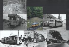 Villamosok Budapesten, 7 db fotó, későbbi nagyítások, 15×10 cm