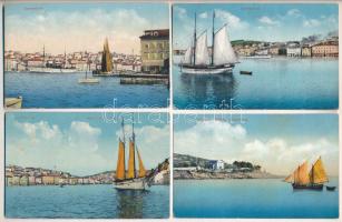 Mali Losinj, Lussinpiccolo; - 4 db régi képeslap vitorlásokkal / 4 pre-1945 postcards with sailing ships