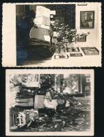 cca 1930-1950 Régi karácsonyok, 2 db fotó, 11×9 cm