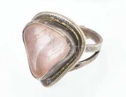 Ezüst (Ag) designer ékszer szett rózsakvarccal. Karkötő, gyűrű, nyaklánc, medállal. Mind jelzett, me...