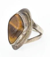 Ezüst (Ag) designer ékszer szett tigrisszemmel. gyűrű, medál. Mind jelzett, mesterjegyes Össz br 63 ...