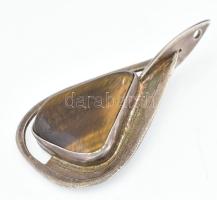 Ezüst (Ag) designer ékszer szett tigrisszemmel. gyűrű, medál. Mind jelzett, mesterjegyes Össz br 63 ...