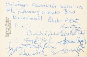 1972 FTC jégkorong csapatának tagjai által aláírt képeslap Nauheimből