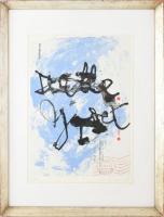 Lakner László (1936-): Cím nélkül, 1992. Szitanyomat, papír, jelzett, számozott (31/40). Üvegezett fakeretben. 56x40 cm. Lakner László berlini képviseletét ellátó galéria, a Galerie Georg Nothelfer kiadása. Mindössze 40 példányban kiadott gyűjtői ritkaság! / serigraph on paper, signed and numbered by the artist