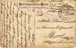 1916 Pola, Pula; Crocevia Campomarzo, Medolino / Medulin / utca / street (EB) + "K.u.k. Festung...