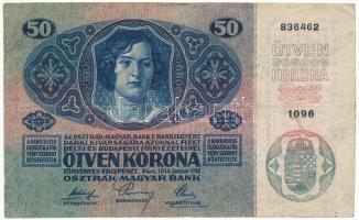 1914. 50K függőleges, piros "DEUTSCHÖSTERREICH" felülbélyegzéssel T:F Adamo K24M