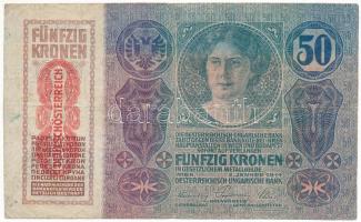 1914. 50K függőleges, piros "DEUTSCHÖSTERREICH" felülbélyegzéssel T:F
Adamo K24M