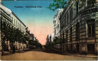 Prostejov, Prossnitz; Havlickova trida / main street, shop of Hermann Berger (fa)