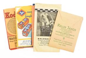 Budapest II. Margit körúti fotótasakok néhány negatívval, Keller János, Balogh, Novák, Juszt, 6 db
