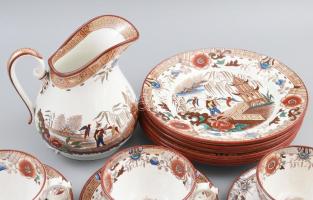 19. sz, Villeroy & Boch japán mintás teás készlet. Jelzéssel, hiányos, illetve alátétek között m...