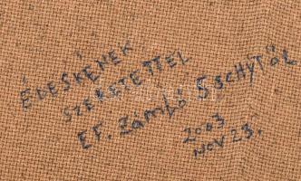 ef Zámbó István (1950-): Beszélgető madarak (1976/2003). Linómetszet, vegyes technika (egyedileg szí...