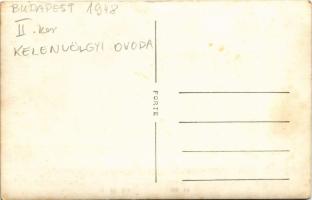 1948 Budapest XI. Kelenvölgyi óvoda, ovisok csoportképe "Nemzeti Segély" zászlókkal. photo...