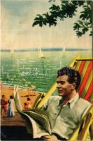 1951 Nyaralás a Balatonon. Magyar szocreál propaganda. Képzőművészeti Alap (Rb)
