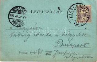 1900 Gödöllő, Királyi váró pavilon este + "KASSA-BUDAPEST 10 SZ." vasúti mozgóposta