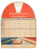Schuler József Rt. írószergyára forgatható kétoldalas, szögmérős, vonalzós órarendje