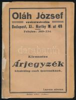 1938 Bp. XI., Oláh József vaskereskedés kivonatos árjegyzék iparosoknak, 32p