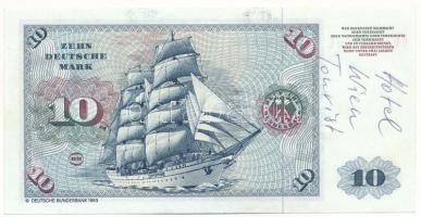 NSZK 1980. 10M T:XF tollal írt szöveggel
GFR 1980. 10 Mark C:XF text wrote with pen
Krause P#31b