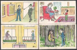 Szegő Gizi (1902-1985): Ludas Matyiban megjelent grafikák, karikatúrák vázlatai. 14 db (közet 2 db e...