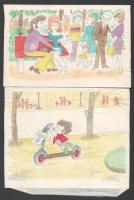 Szegő Gizi (1902-1985): Ludas Matyiban megjelent grafikák, karikatúrák vázlatai. 14 db (közet 2 db e...