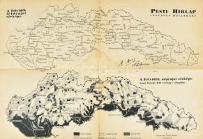 1938 Bp., Pesti Hírlap LX. évfolyam 234. szám, felvidéki visszacsatolt területek térképei