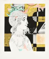 Szász Endre (1926-2003): Szürrealisztikus hölgy. Színes szitanyomat, papír, jelzett, számozott (57/100), feltekerve. 40x35 cm. Gyűjtői ritkaság!