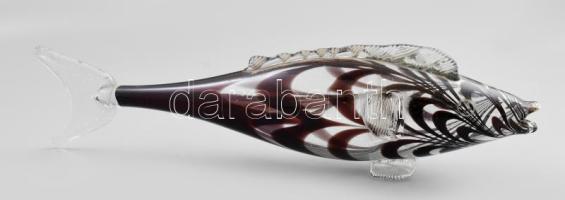 Üveg hal. Muranoi nagy méretű, anyagában színezett 45 cm