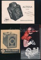 Fényképezőgép ismertetők, Agfa Box-Cadet, Altissa, stb., 3 db