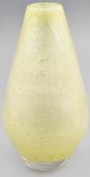 Sárga kraklé üveg váza. Anyagában színezett, hibátlan 21 cm