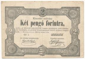 1849. 2Ft "Kincstári utalvány" "GJ l. 56358" T:F Adamo G108