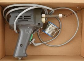 Retró forrasztópáka, működik, h: 24 cm,m forraszanyaggal és 3 pótfejjel, kartondobozban