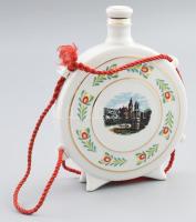 Hollóházi kulacs Győr látképével, Matricás, jelzett, hibátlan 17 cm