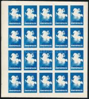 1937 Magyar Nemzeti Nyomtatványkiállítás levélzáró kisív sor, kék, piros, zöld színekben