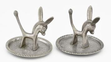 2 darab Seba angol ezüstözött csacsi figurás ékszertartó. Jelzéssel, minimális kopottsággal, m: 7 cm