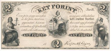1852. 2Ft "Kossuth bankó", "B" sorozat, kitöltetlen T:AU,XF Hungary 1852. 2 Forint "B" without date and serial number C:AU,XF Adamo G123