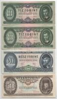 1962. 10Ft (2x) + 1975. 20Ft + 1986. 50Ft T:F közte szép papír