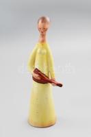 Bodrogkeresztúri lantos lány. Mázas kerámia, jelzett, hibátlan 23 cm