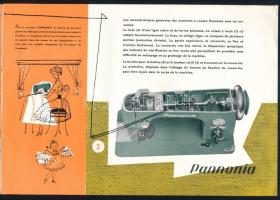 Pannonia varrógépek képes ismertetője, francia nyelven, 16p