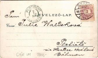 1898 (Vorläufer) Győr, Kármelita tér, Rába rakpart, Új vásár tér, Vigadó, kerékpárosok. Polgár Berta...