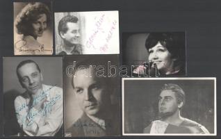 Vegyes aláírás tétel, énekesek, színészek aláírásai fotón, nyomaton, 16 db (Jámbor László, Kövecses ...
