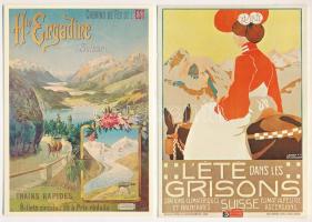 10 db modern svájci reprint reklám képeslap plakátokról / 10 modern Swiss reprint postcards of advertising posters