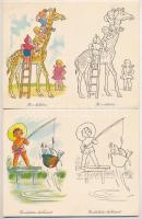 2 db MODERN magyar retro kifestős képeslap párokban a Képzőművészeti Alap kiadásában