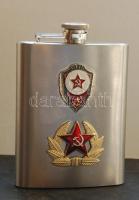 Orosz katonai fém kulacs jelvényekkel / 8oz Stainless Steel Hip Flask