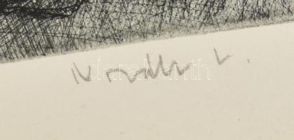 Novák Lajos (1927-1989): A zsánai földgázkitörés elfojtása 1979. február 15.. Rézkarc, papír, jelzet...