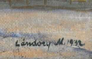 Lándory Mózes, a nagybányai festőiskolában tanult 1923-ban: Behavazott táj (Nagybánya?), 1932. Olaj,...