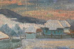 Lándory Mózes, a nagybányai festőiskolában tanult 1923-ban: Behavazott táj (Nagybánya?), 1932. Olaj,...