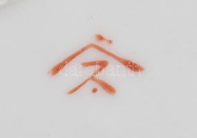 Japán hólyagos alakú bonbonier. Klasszikus japán mintákkal zománcfestett porcelán, jelzéssel, kopáss...